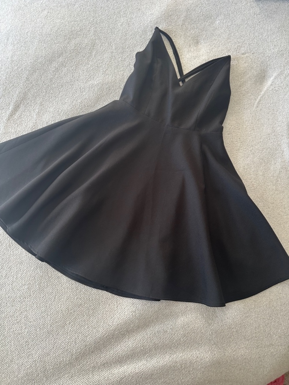 Classic Black Mini Dress with V-Neck and Thin Straps